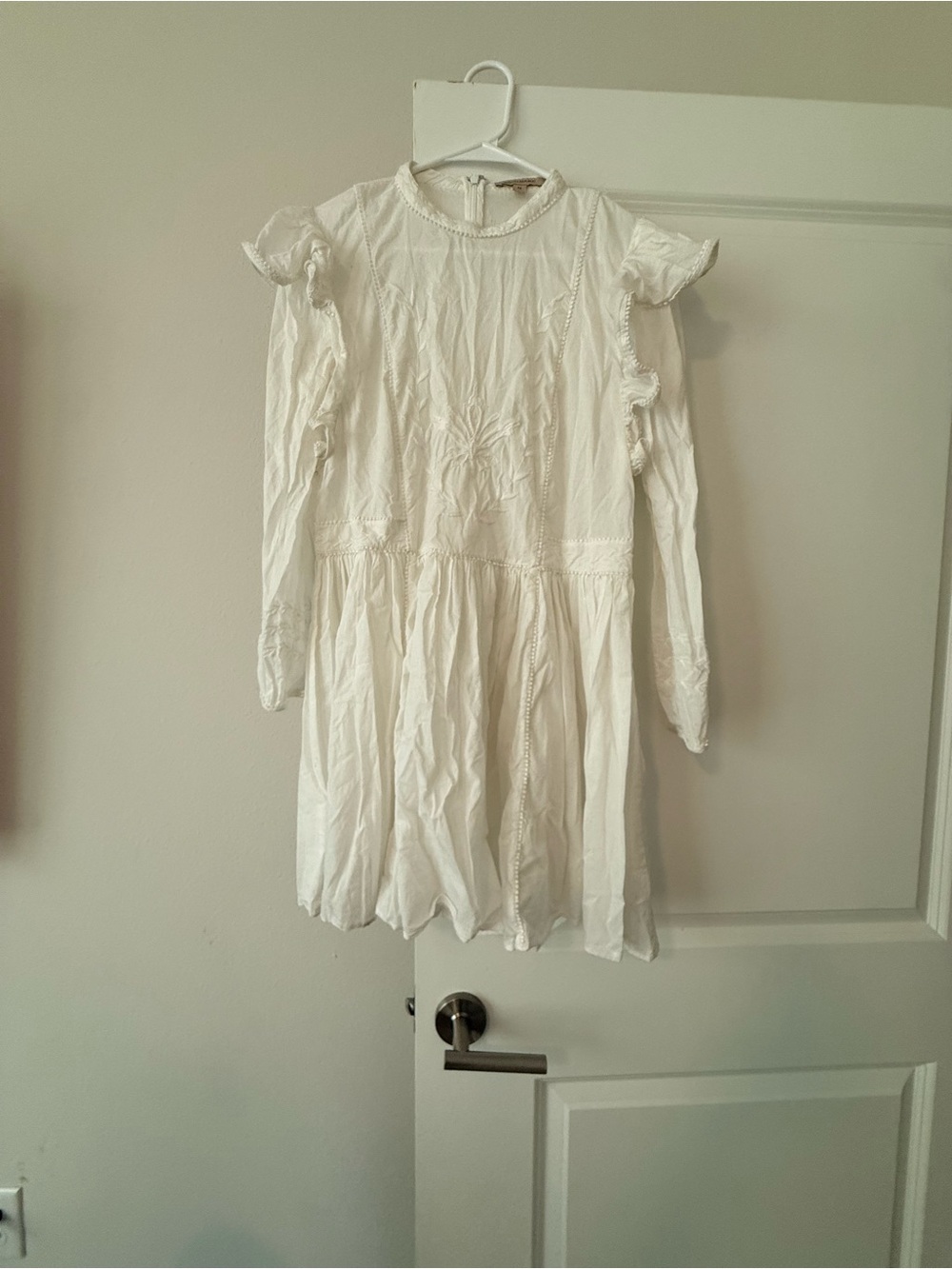 Banana Republic White Ruffle-Sleeve Mini Dress
